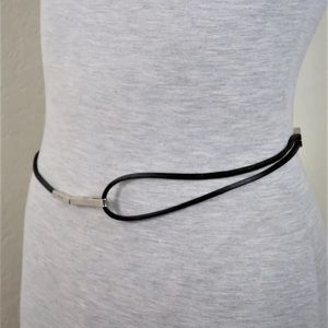 Vintage Prada Slim Leather Cord Silver Metal Buckle Belt